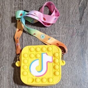 Yellow Pop It Crossbody Bag with Multicolor Strap